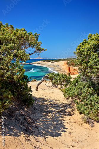 NAXOS ISLAND  GREECE.  Passage  to Alyko beach  at Kedrodasos  literally  Cedar forest    Naxos island  Cyclades  Greece 
