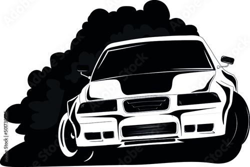 drift car, vector art for sticker or poster
