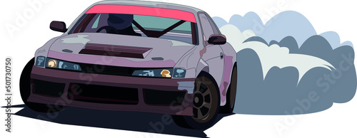 drift car, vector art for sticker or poster