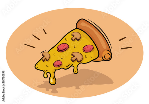 Slice of pizza. Tasty , cheesy, pepperoni