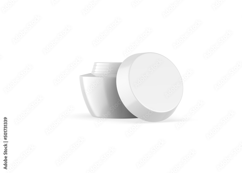 Blank cosmetics round plastic jar container for branding and mockup, 3d render illustration. Blank cosmetics round plastic jar container for branding and mockup, 3d render illustration.