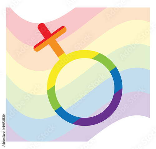 Sign with flag in honor of LGBT Pride Day. Illustration Stop homophobia for the International Day against Homophobia. Vector flat illustration with background. Use as banner, poster, sticker, print