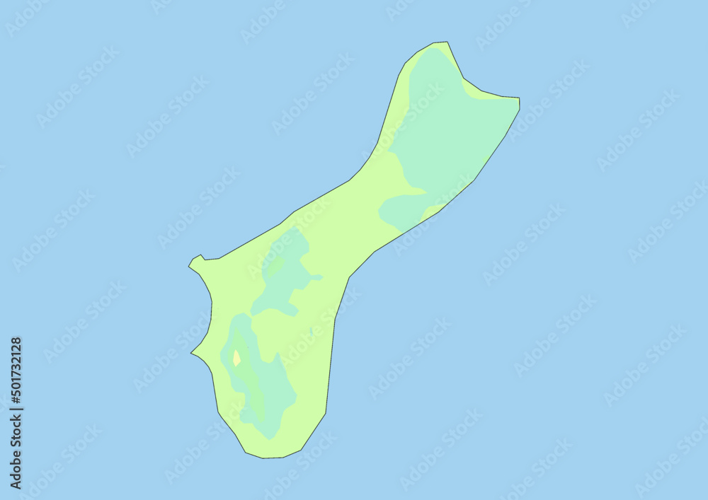 High detailed vector Guam physical map, topographic map of Guam on white with rivers, lakes and neighbouring countries. Vector map suitable for large prints and editing. High detailed vector Guam physical map, topographic map of Guam on white with rivers, lakes and neighbouring countries. Vector map suitable for large prints and editing.