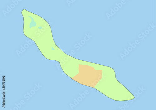 High detailed vector Curaçao physical map, topographic map of Curaçao on white with rivers, lakes and neighbouring countries. Vector map suitable for large prints and editing.