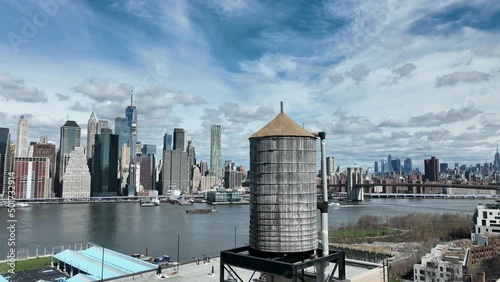 classic water tank on Dumbo Brooklyn rooftop Manhattan skyline New York City photo