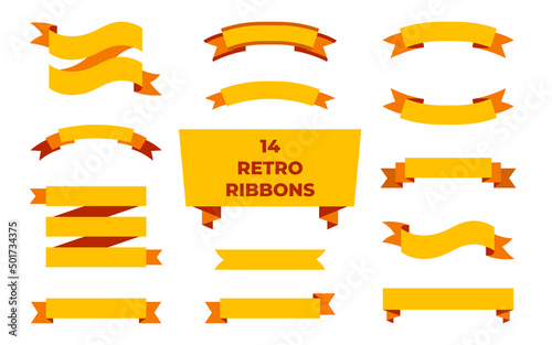 Ribbon labels banners set Flat Isolated on White background