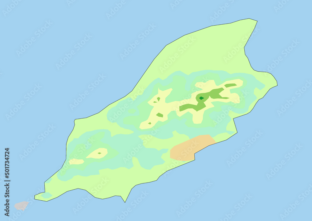 High detailed vector Isle of Man physical map, topographic map of Isle of Man on white with rivers, lakes and neighbouring countries. 
