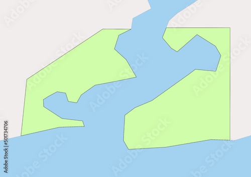 High detailed vector Guantanamo Bay Naval Base physical map, topographic map of Guantanamo Bay Naval Base on white with rivers, lakes and neighbouring countries. 