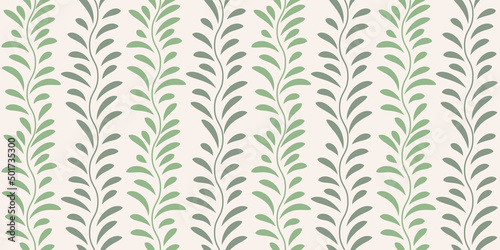 Vintage vector pattern with leaves, seamless repeat