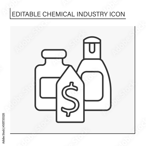  Cosmetology line icon. Selling perfumery and cosmetics productions. Beauty sphere. Chemical industry concept. Isolated vector illustration. Editable stroke