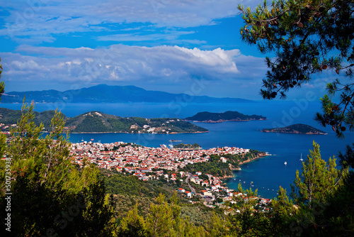 Panoramic view of Skiathos town, Skiathos island, Northern Sporades, Magnessia, Thessaly, Greece. © Iraklis Milas