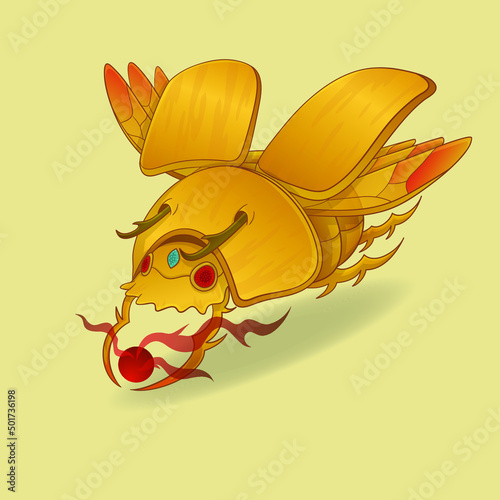 Illustration vector graphic of Golden Scarabeus. Creature. Cartoon Character