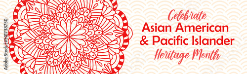 Asian American and Pacific Islander Heritage Month. Vector horizontal banner for social media with mandala. AAPI history annual celebration in USA.