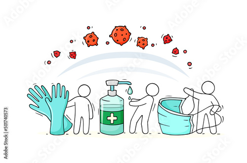 Cartoon icon set - disease prevention.