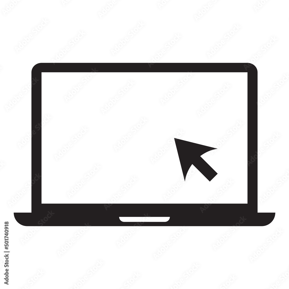 eps10 vector black laptop with cursor icon in simple flat style ...