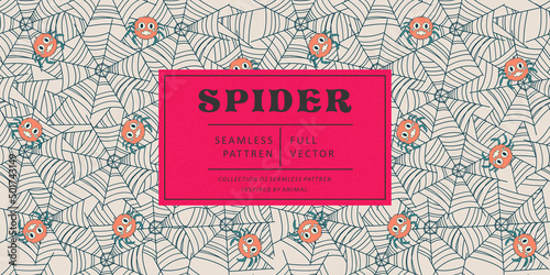 Seamless pattern with spider web on halloween