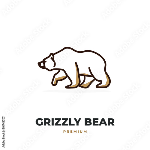 Grizzly bear line art simple illustration logo