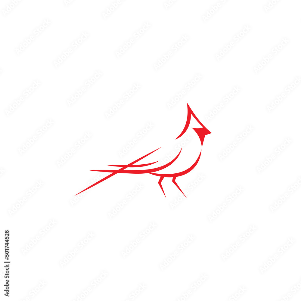 Creative Line Red Bird Cardinal Abstract logo vector design template Creative Line Red Bird Cardinal Abstract logo vector design template