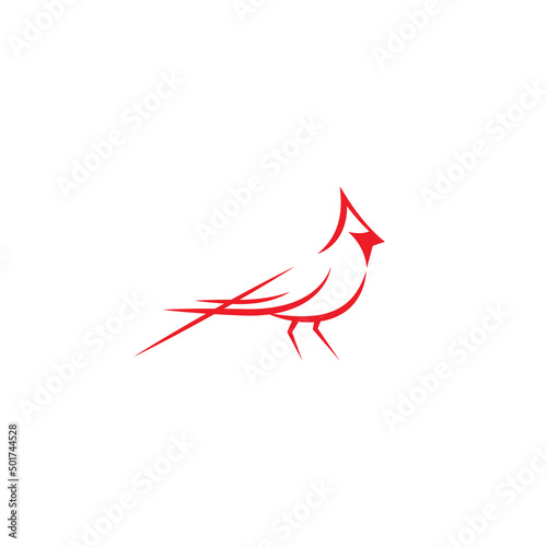 Free Download Creative Line Red Bird Cardinal Abstract logo vector design template - GFXLoad