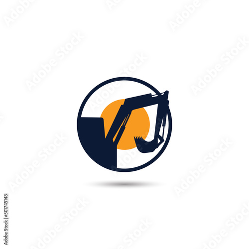 Heavy excavator logo vector illustration design template