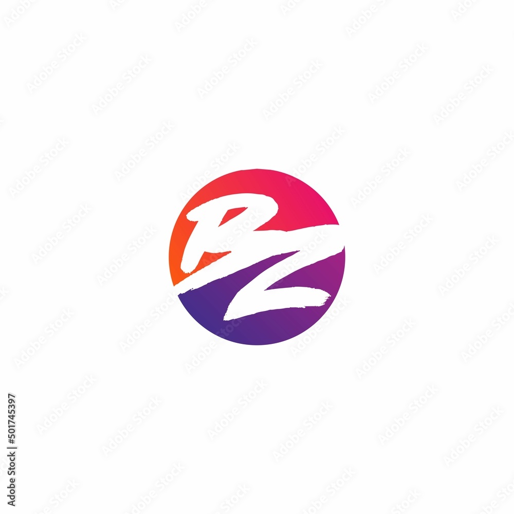 Initial Letter BZ circle modern logo design vector Illustration.