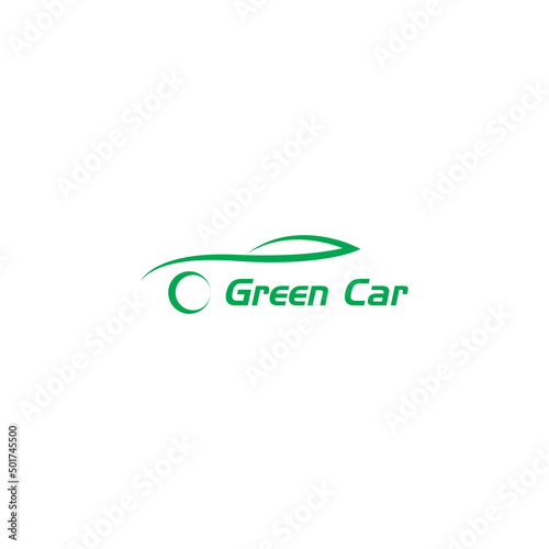 Green car electric car hybrid technology logo vector design template