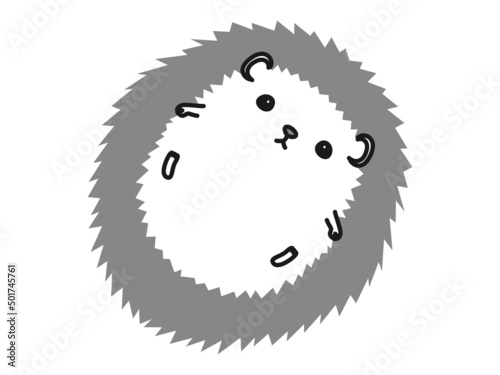 色々なポーズのおしゃれなハリネズミ　白黒