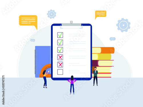 To-do list.Big tablet with checkmarks and crosses.In a flat style.Vector illustration.