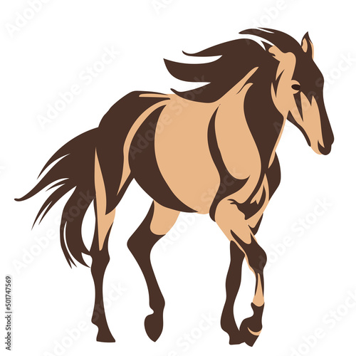 Horse running at a gallop from splash of watercolors  colored drawing  realistic. Vector illustration of paints