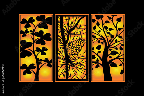 Decorative Abstract Geometric islamic Background Elegant Ornaments Card invitation Cnc Cut Gold Design Set