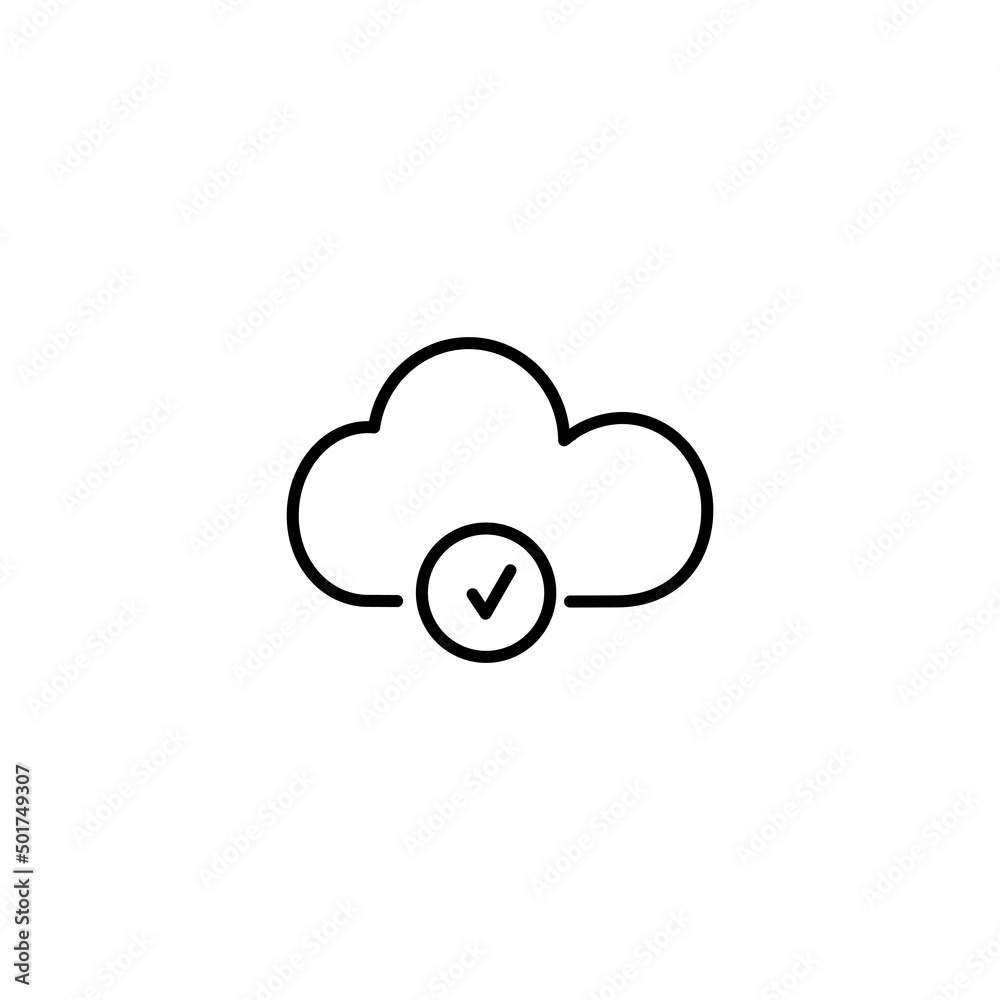 Cloud storage icon. Vector icon. Clouds with check icon. Check mark cloud. Clouds icon. Loading is complete. Set of colorful flat design icons eps 10 Cloud storage icon. Vector icon. Clouds with check icon. Check mark cloud. Clouds icon. Loading is complete. Set of colorful flat design icons eps 10