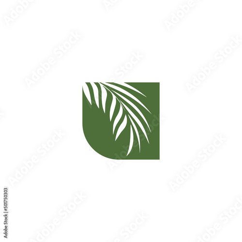 Nature Garden Coconut Palm Date Leaf Leaves logo vector design template