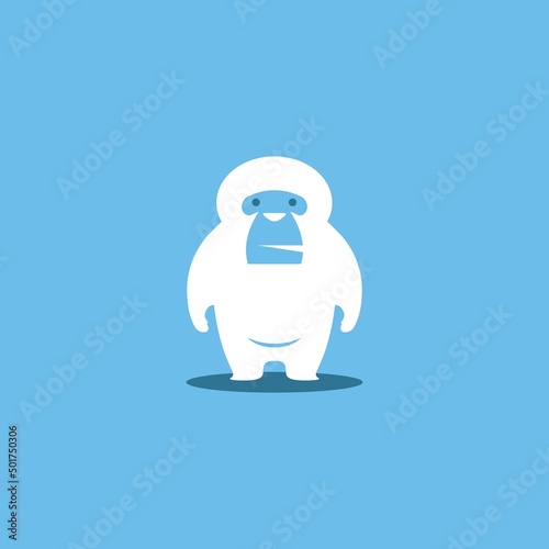 White gorilla or yeti simple cartoon vector illustration logo design photo