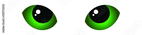 Cute green cat eyes illustration isolated on white background. Vector EPS 10