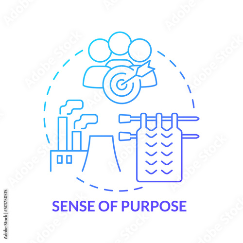 Sense of purpose blue gradient concept icon. Goal and objective. Social institutions function abstract idea thin line illustration. Isolated outline drawing. Myriad Pro-Bold font used