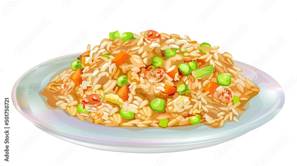 Fried rices with shrimp Thai food vector illustration Fried rices with shrimp Thai food vector illustration