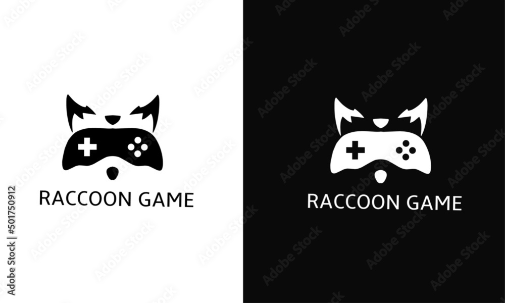 Obraz premium Template logo raccoon game