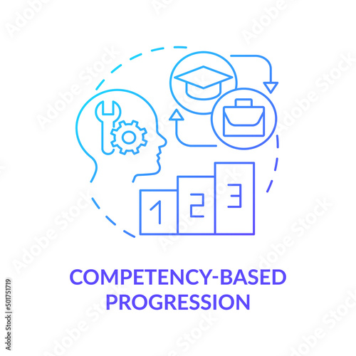Competency based progression blue gradient concept icon. Education trend. Personalized school learning abstract idea thin line illustration. Isolated outline drawing. Myriad Pro-Bold font use
