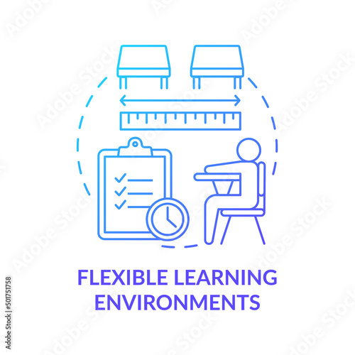 Flexible learning environments blue gradient concept icon. Personalized school education program abstract idea thin line illustration. Isolated outline drawing. Myriad Pro-Bold font use