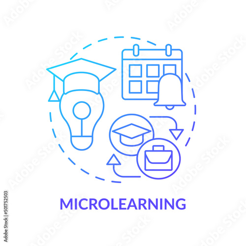 Microlearning blue gradient concept icon. Short time learning content. Online education trend abstract idea thin line illustration. Isolated outline drawing. Myriad Pro-Bold font use