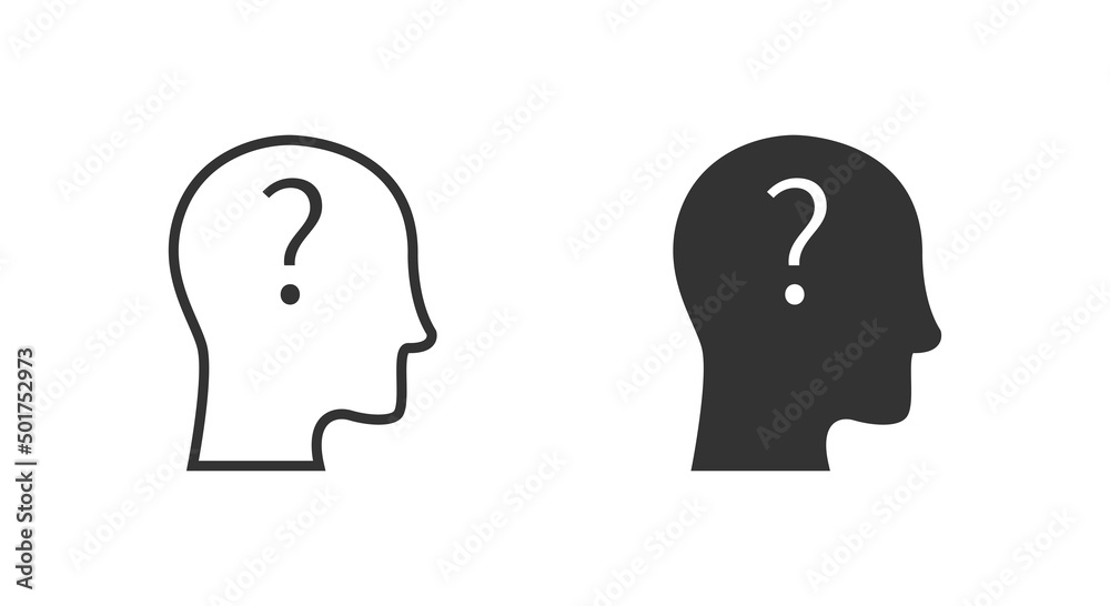 Head with question mark. Vector illustration.