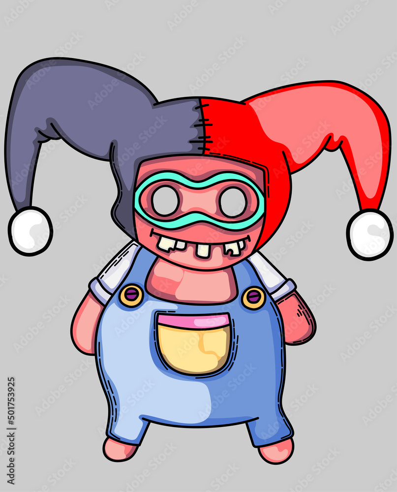 cartoon standing clown with a laughing expression with teeth popping ...