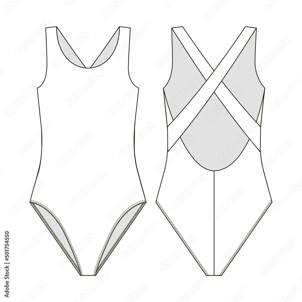 Fashion technical drawing of one piece swimsuit Stock Vector Adobe Stock