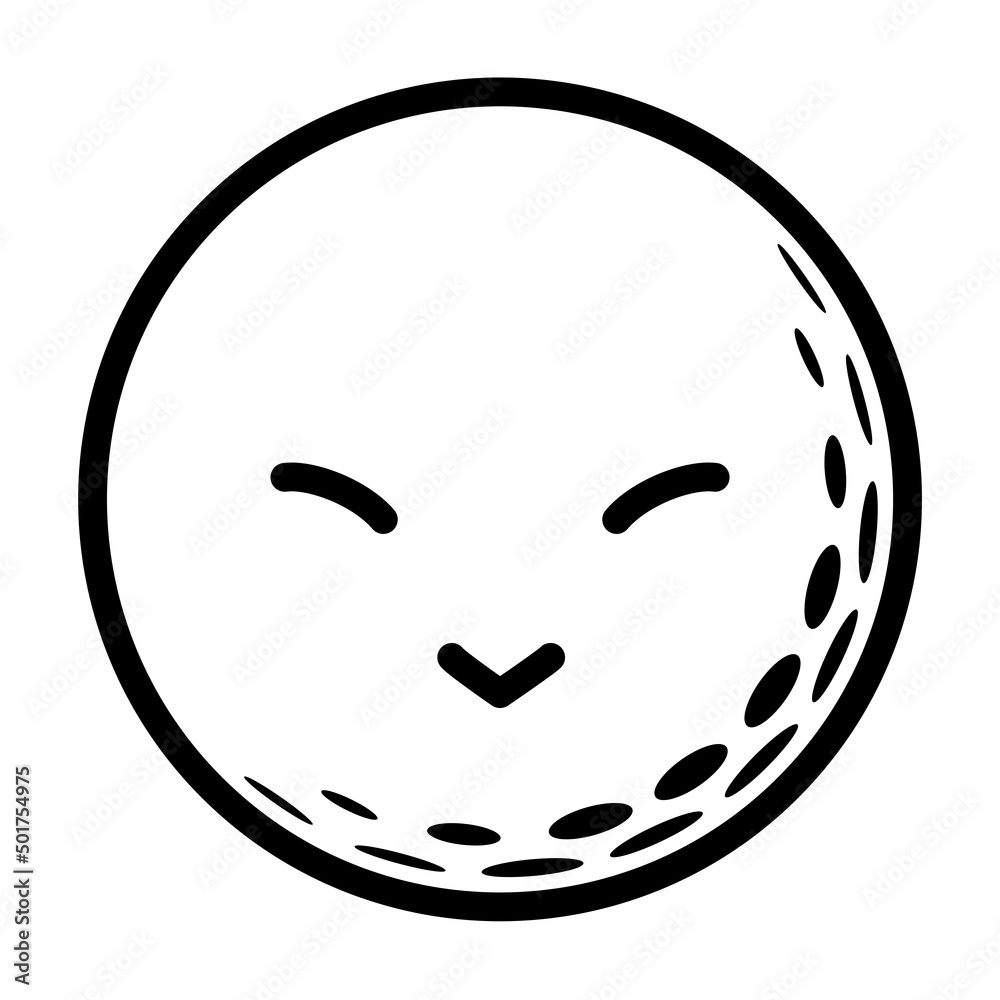It is an illustration of a happy face with fine eyes and a sharp mouth of a golf ball. It is an illustration of a happy face with fine eyes and a sharp mouth of a golf ball.