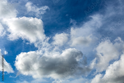 Cirrus and Stratus clouds in dramatic blue sky over Cape Town