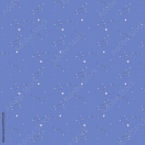 Pattern with stars and constellations on a dark background