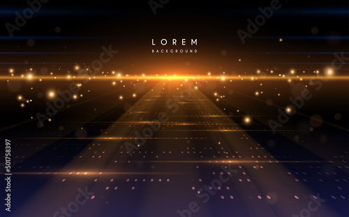 Abstract light rays effect with dots and sparks