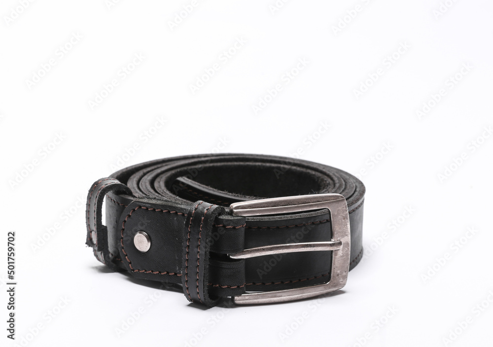 Leather men's belt isolated on white background Leather men's belt isolated on white background