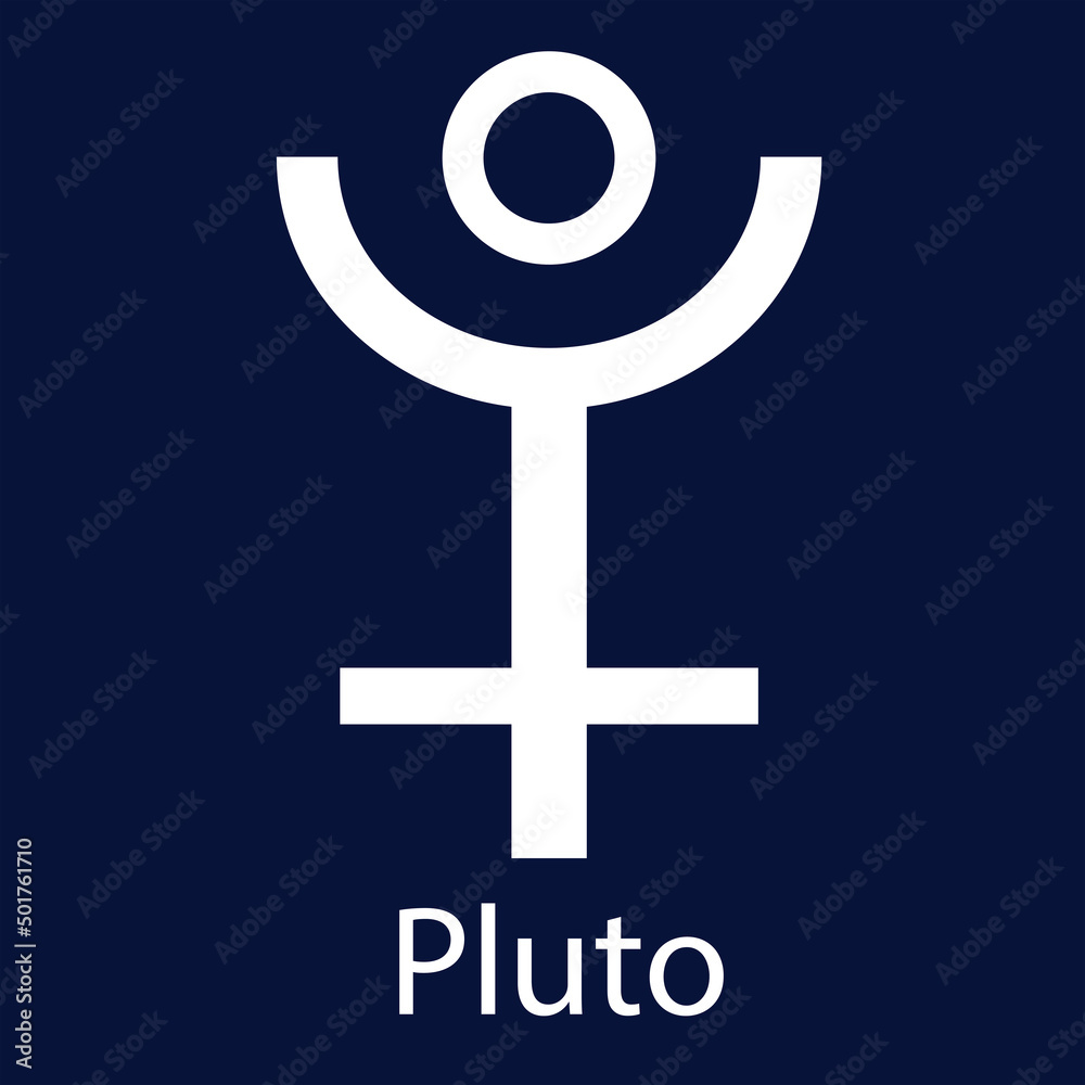 Fototapeta premium Astrological black flat symbol Pluto. Vector illustration.