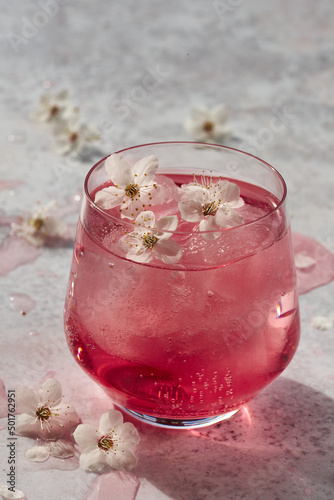 pink refreshments with flowers